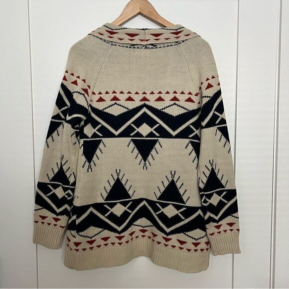 Fate Open Cardigan Sweater Womens Medium Beige Boho Aztec Knit Long Sleeve - Picture 6 of 12